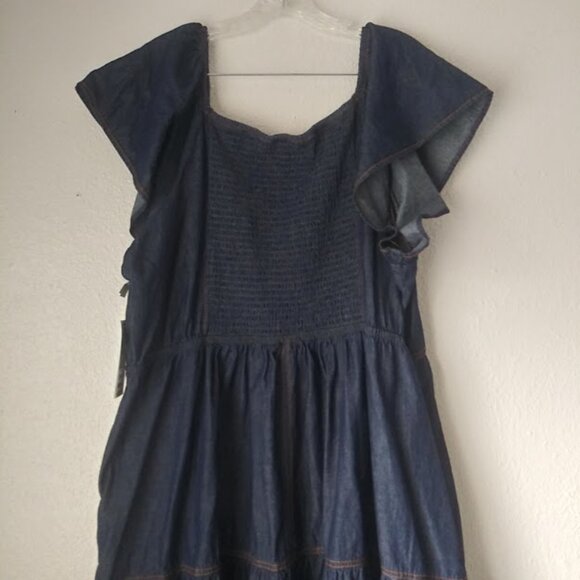 Terra & Sky Jean flutter sleeve midi Dress women's size 3X (24W-26W) - Picture 5 of 14